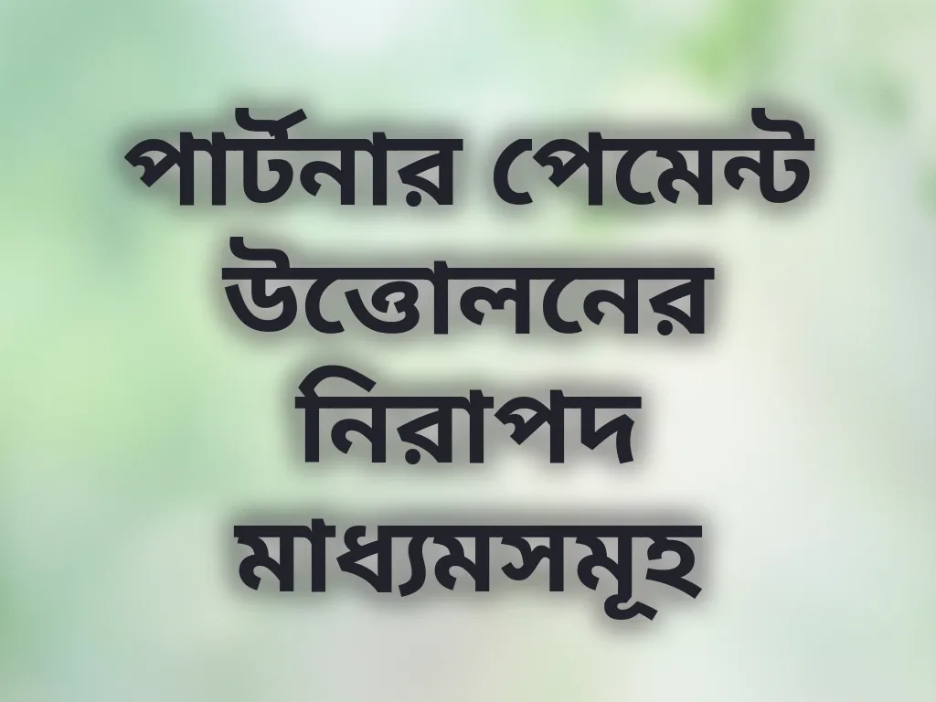 পার্টনার পেমেন্ট উত্তোলনের নিরাপদ মাধ্যমসমূহ